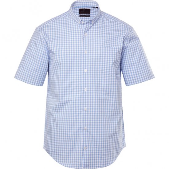 JP1880 Shirt Traditional Short Sleeve Checked Light Blue - Chemises - Chemises Grandes Tailles Hommes