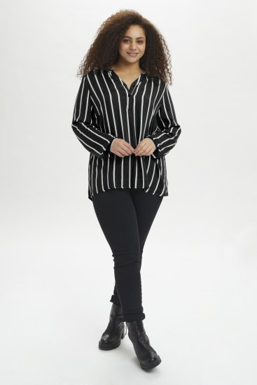 Kaffe Curve Sida Blouse Noir/Craie Rayée - Blouses et tuniques - 