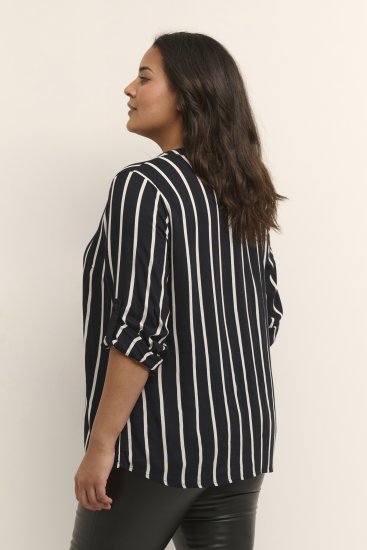 Kaffe Curve Sida Blouse Noir/Craie Rayée - Blouses et tuniques - 