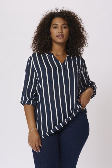 Kaffe Curve Sida Blouse Midnight/Craie Rayée - Blouses et tuniques - 