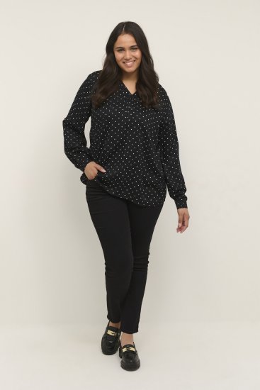 Kaffe Curve Joy Blouse Noir/Blanc À Pois - Blouses et tuniques - 