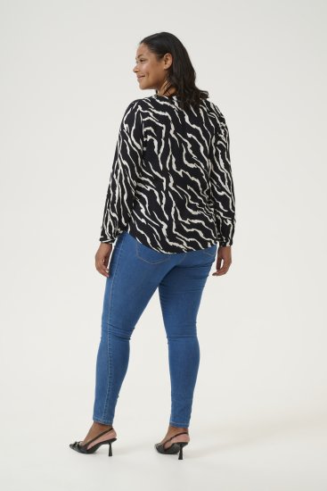 Kaffe Curve Mirta Tilly Blouse Noir/Antique Imprimé Zèbre - Blouses et tuniques - 