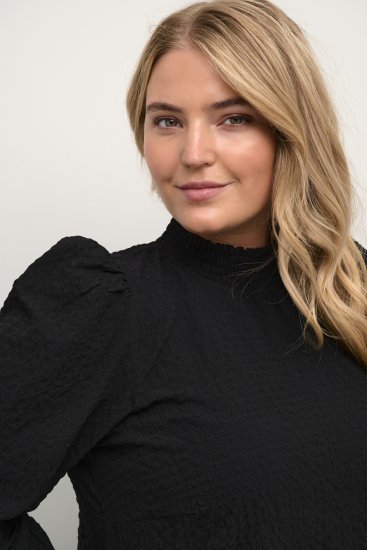 Kaffe Curve Ditta Smock Blouse Noir Profond - Blouses et tuniques - 