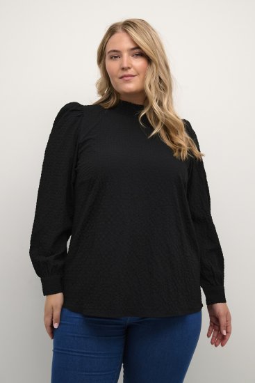 Kaffe Curve Ditta Smock Blouse Noir Profond - Blouses et tuniques - 