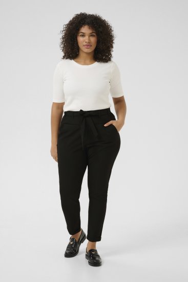 Kaffe Curve Jia Pantalon ceinturé Noir profond - Jeans & Pantalons Femme Grandes Tailles – Plus Size - 