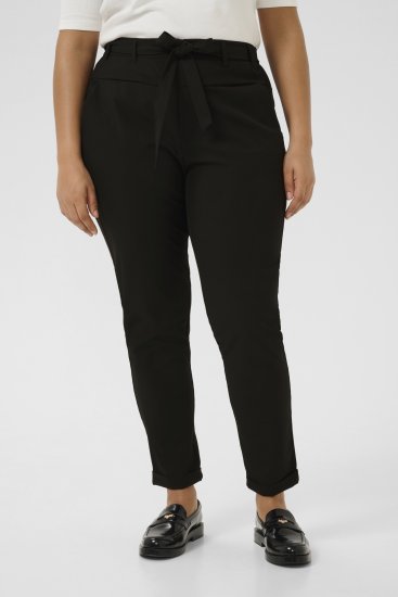 Kaffe Curve Jia Pantalon ceinturé Noir profond - Jeans & Pantalons Femme Grandes Tailles – Plus Size - 