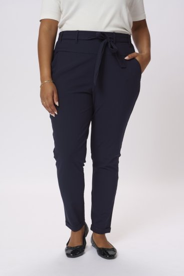 Kaffe Curve Jia Pantalon ceinturé Bleu marine minuit - Jeans & Pantalons Femme Grandes Tailles – Plus Size - 