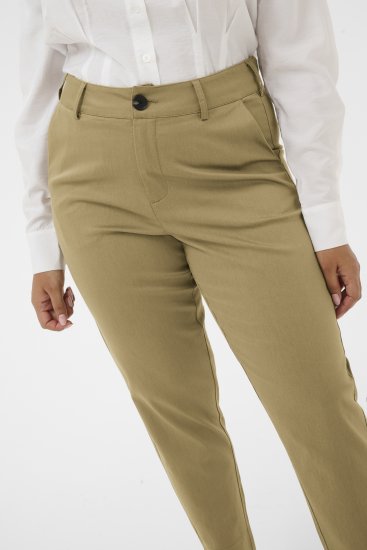Kaffe Curve Leana Pantalon Chino 7/8 Chêne Pétrifié - Jeans & Pantalons Femme Grandes Tailles – Plus Size - 