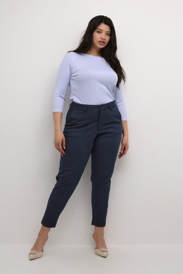 Kaffe Curve Leana Pantalon Chino 7/8 Bleu Marine Minuit - Jeans & Pantalons Femme Grandes Tailles – Plus Size - 