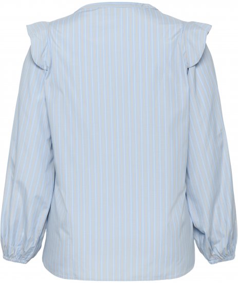 Kaffe Curve Lenia Flounce Shirt Powder Blue Stripe - Chemisiers - 
