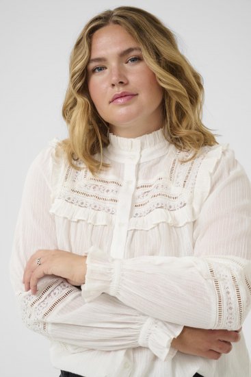 Kaffe Curve Jessa Shirt Long Sleeve White - Chemisiers - 