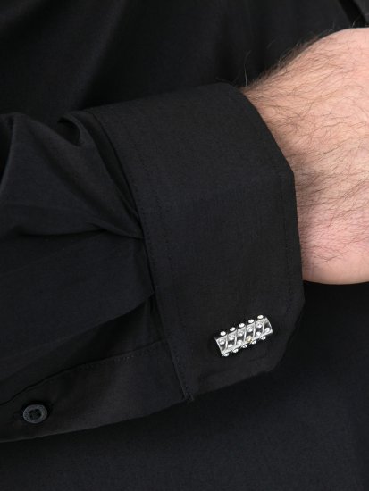 D555 Oliver Chemise Stretch Manches Longues Anti-Taches Sans Repassage Noire - Chemises - Chemises Grandes Tailles Hommes