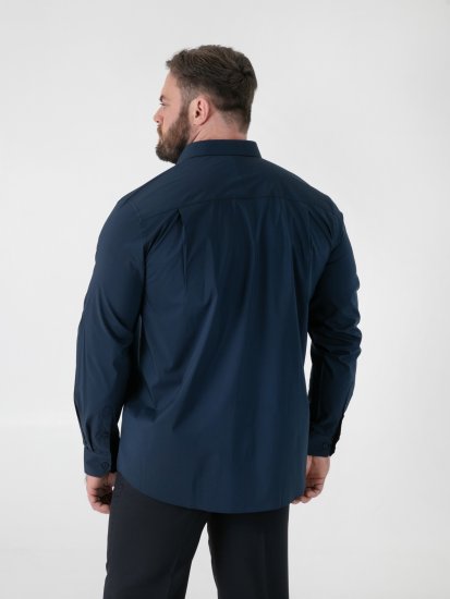 D555 Oliver Chemise Stretch Manches Longues Anti-Taches Sans Repassage Bleu Marine - Chemises - Chemises Grandes Tailles Hommes