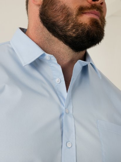 D555 Oliver Chemise Stretch Manches Longues Anti-Taches Sans Repassage Bleu Ciel - Chemises - Chemises Grandes Tailles Hommes