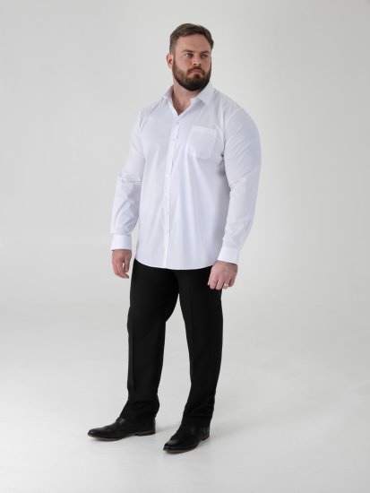 D555 Oliver Chemise Stretch Manches Longues Anti-Taches Sans Repassage Blanche - Chemises - Chemises Grandes Tailles Hommes