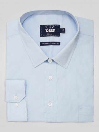 D555 Oliver Chemise Stretch Manches Longues Anti-Taches Sans Repassage Bleu Ciel - Chemises - Chemises Grandes Tailles Hommes