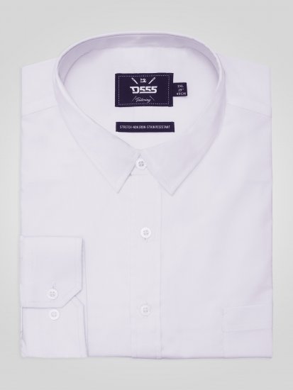 D555 Oliver Chemise Stretch Manches Longues Anti-Taches Sans Repassage Blanche - Chemises - Chemises Grandes Tailles Hommes