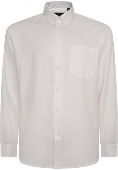 Kam Jeans P020 Premium Long sleeve Oxford Shirt White - Chemises - Chemises Grandes Tailles Hommes