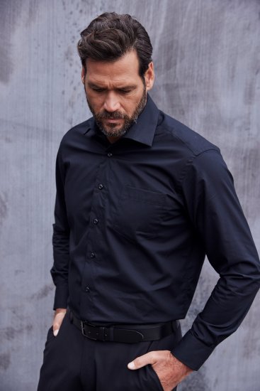 JP1880 Comfort Fit with Chest Pocket Shirt TALL Black - TALL chemises - 