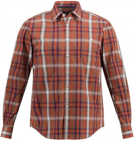 JP1880 Shirt Long Sleeve Checked Dark Orange TALL - VÊTEMENTS HOMME MT-6XLT - Vêtements Tall Homme