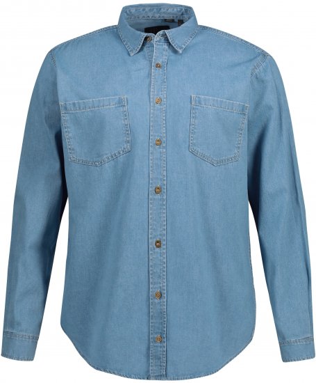 JP1880 Shirt Denim Long Sleeve Light Blue TALL - VÊTEMENTS HOMME MT-6XLT - Vêtements Tall Homme