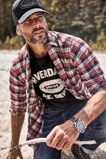 JP1880 Shirt Flannel Checked Long Sleeve Red TALL - VÊTEMENTS HOMME MT-6XLT - Vêtements Tall Homme