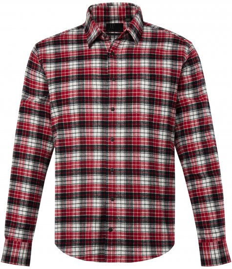 JP1880 Shirt Flannel Checked Long Sleeve Red TALL - VÊTEMENTS HOMME MT-6XLT - Vêtements Tall Homme
