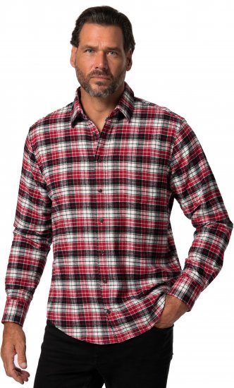 JP1880 Shirt Flannel Checked Long Sleeve Red TALL - VÊTEMENTS HOMME MT-6XLT - Vêtements Tall Homme