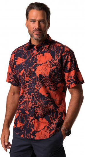 JP1880 Shirt Short Sleeve Linen Blend Red - Chemises - Chemises Grandes Tailles Hommes