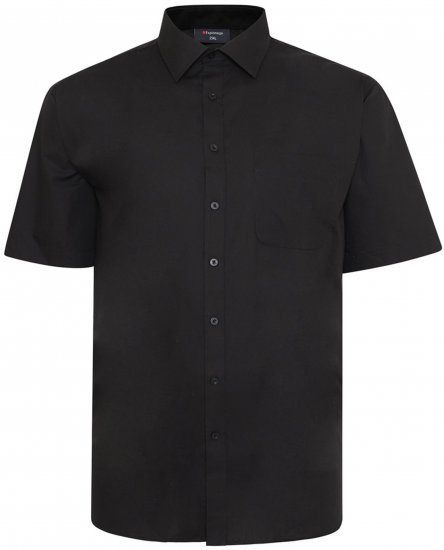 Espionage SH147 Plain Collar Short Sleeve Shirt Black - Chemises - Chemises Grandes Tailles Hommes