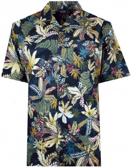 Espionage SH410 Short Sleeve Jungle Print Shirt Navy - Chemises manche courte - Chemises Homme Manche Courte Grande Taille