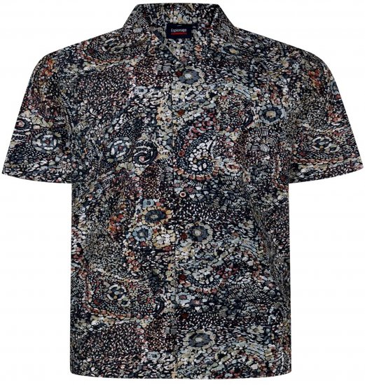 Espionage SH467 Short Sleeve Abstract Print Shirt Dark Green - Chemises manche courte - Chemises Homme Manche Courte Grande Taille