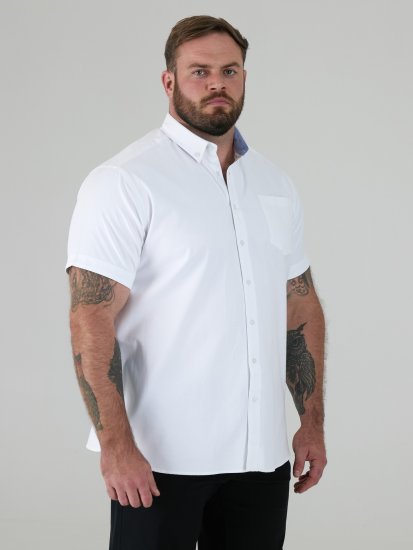 D555 James Chemise Oxford Manches Courtes TALL Blanche - TALL chemises - 