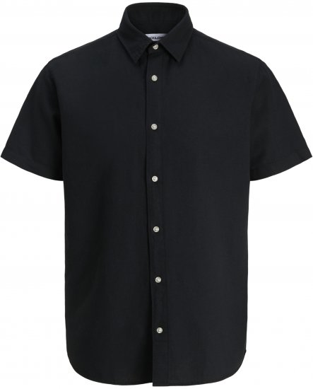 Jack & Jones Breeze Linen Short Sleeve Shirt Black - Chemises - Chemises Grandes Tailles Hommes