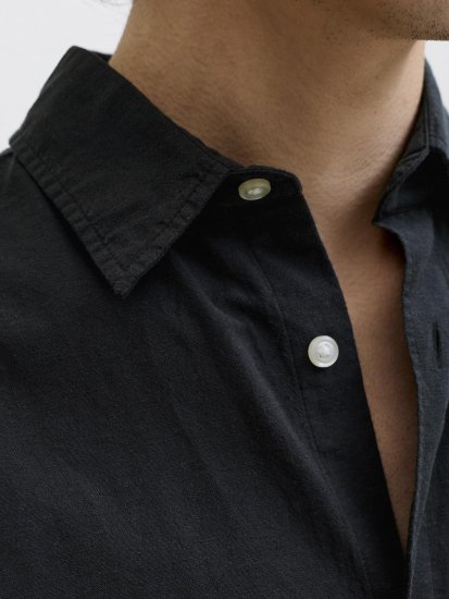 Jack & Jones Breeze Linen Short Sleeve Shirt Black - Chemises - Chemises Grandes Tailles Hommes