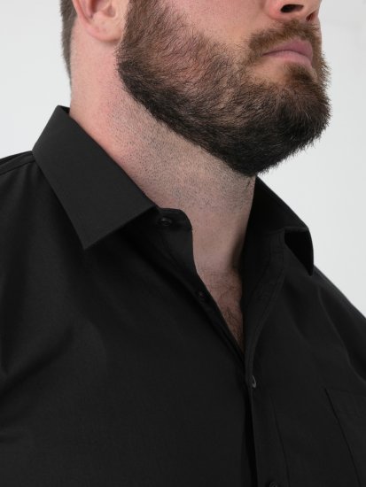 D555 Lucas Chemise Stretch Manches Courtes Anti-Taches Sans Repassage Noire - Chemises - Chemises Grandes Tailles Hommes