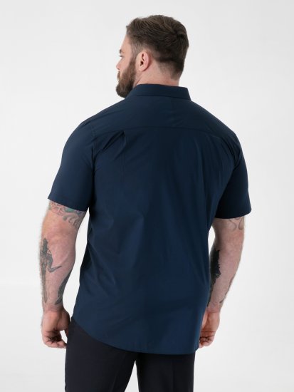 D555 Lucas Chemise Stretch Manches Courtes Anti-Taches Sans Repassage Bleu Marine - Chemises - Chemises Grandes Tailles Hommes