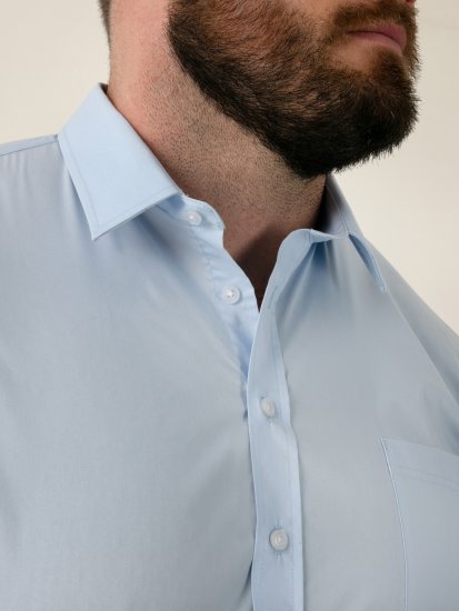 D555 Lucas Chemise Stretch Manches Courtes Anti-Taches Sans Repassage Bleu Ciel - Chemises - Chemises Grandes Tailles Hommes