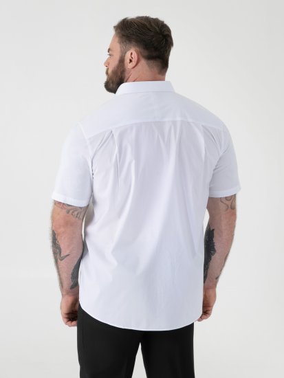 D555 Lucas Chemise Stretch Manches Courtes Anti-Taches Sans Repassage Blanche - Chemises - Chemises Grandes Tailles Hommes