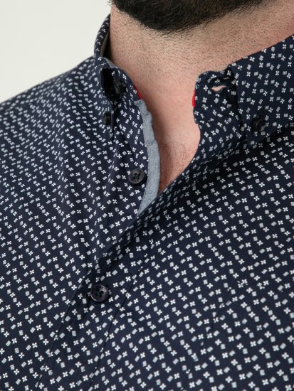 D555 Melrose Navy Icon AOP Button Down Collar Short Sleeve Navy - Chemises manche courte - Chemises Homme Manche Courte Grande Taille