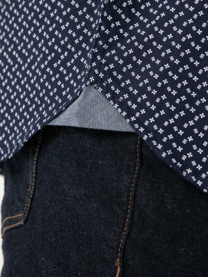 D555 Melrose Navy Icon AOP Button Down Collar Short Sleeve Navy - Chemises manche courte - Chemises Homme Manche Courte Grande Taille