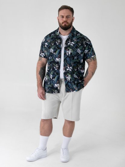 D555 Corden Hawaiian AOP Cuban Collar Resort Short Sleeve Navy - Chemises manche courte - Chemises Homme Manche Courte Grande Taille