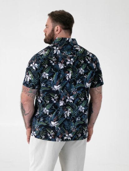 D555 Corden Hawaiian AOP Cuban Collar Resort Short Sleeve Navy - Chemises manche courte - Chemises Homme Manche Courte Grande Taille