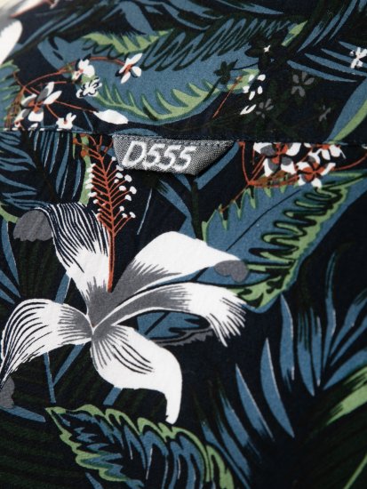D555 Corden Hawaiian AOP Cuban Collar Resort Short Sleeve Navy - Chemises manche courte - Chemises Homme Manche Courte Grande Taille