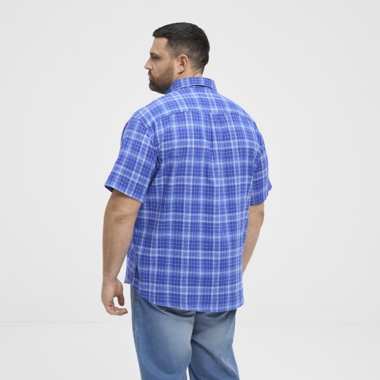 North Latitude 51145 Checked Short Sleeve Shirt Cobolt Blue - Chemises manche courte - Chemises Homme Manche Courte Grande Taille