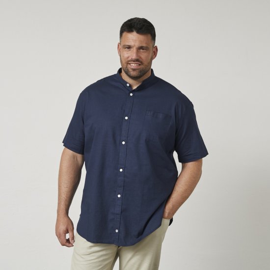 North Latitude 61109 Chemise Manches Courtes à Col Mao Bleu Marine - Chemises - Chemises Grandes Tailles Hommes