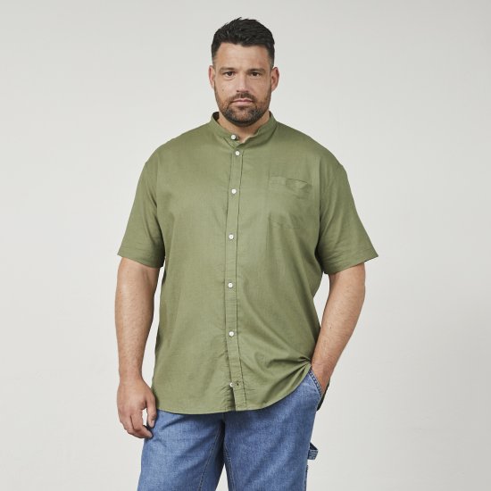 North Latitude 61109 Chemise Manches Courtes à Col Mao Vert Olive - Chemises - Chemises Grandes Tailles Hommes