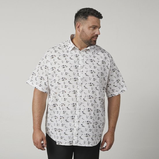 North Latitude 61111 Chemise en Lin Imprimée Manches Courtes Blanc - Chemises - Chemises Grandes Tailles Hommes