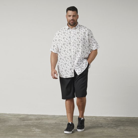 North Latitude 61111 Chemise en Lin Imprimée Manches Courtes Blanc - Chemises - Chemises Grandes Tailles Hommes