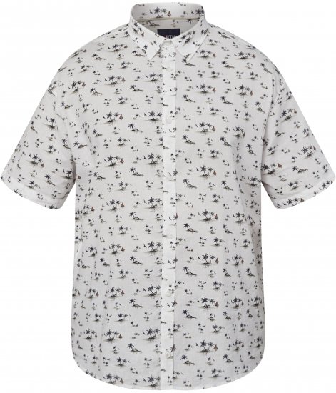 North Latitude 61111 Chemise en Lin Imprimée Manches Courtes Blanc - Chemises - Chemises Grandes Tailles Hommes
